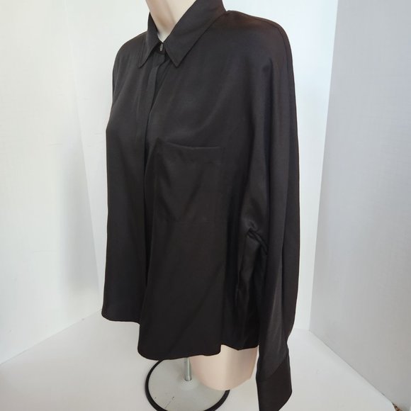 VINCE Silk Blend Woven  Button Up Blouse, Medium - Picture 7 of 14